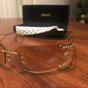 Authentic Gold Rhinestone Versace Sunglasses